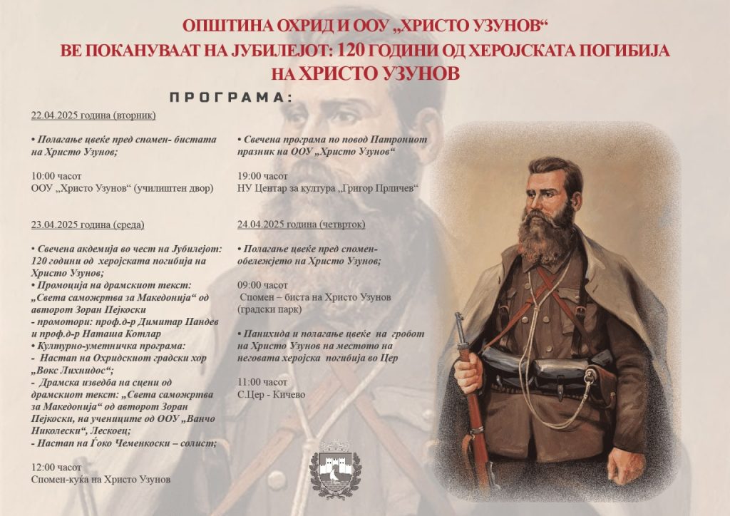 Чествувања по повод јубилејот 120 години од херојската погибија на Христо Узунов