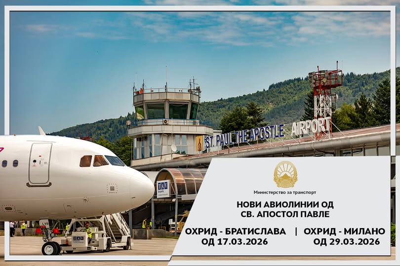 Охрид доби нова авиолинија: Од денес директни летови до Братислава