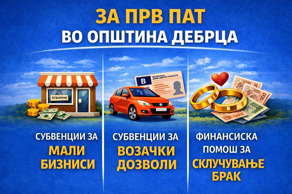 За прв пат во Дебрца исплатени субвенции за возачки дозволи, брак и локални продавници