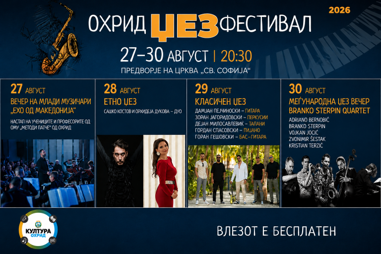 Охрид џез фестивал од 27 до 30 август